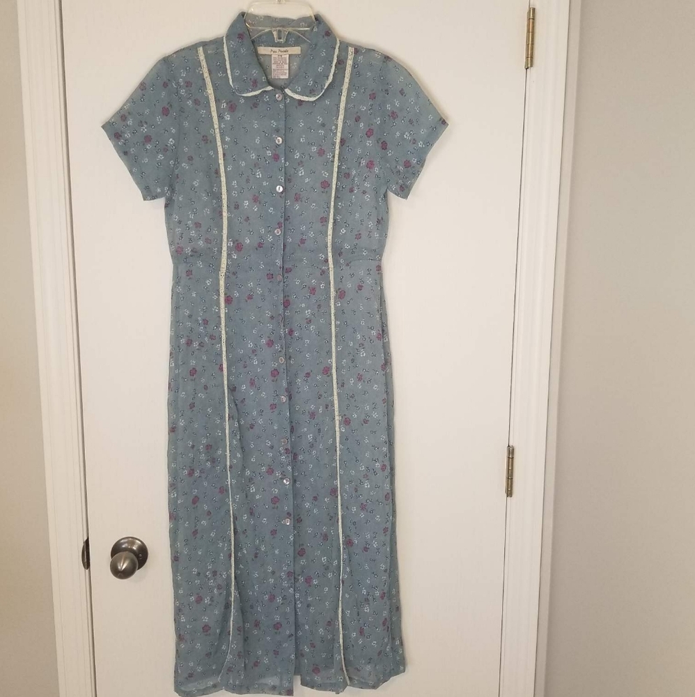 Free People Sheer Blue Floral Print Maxi Dress/Top